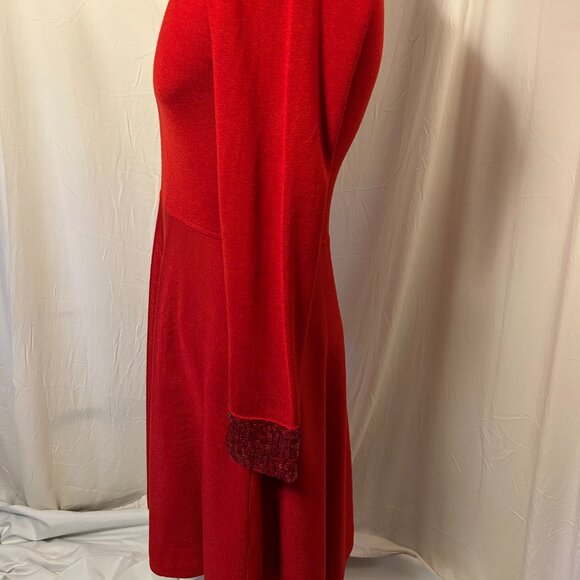 Red Hot Jason Wu Knit Dress With Paillette Cuff Accents (Size L) - Picture 8 of 9